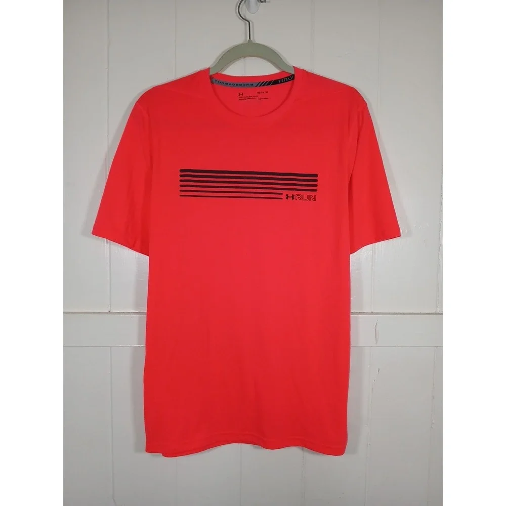 Under Armour UA Run Shirt Threadborne ‎ Men's Medium Neon Pink HeatGear Loose SS